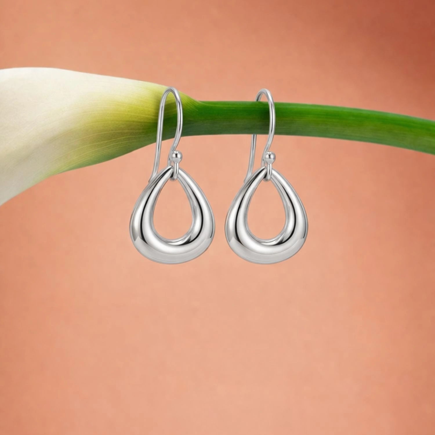 Silver Teardrop Hook Earrings image 0