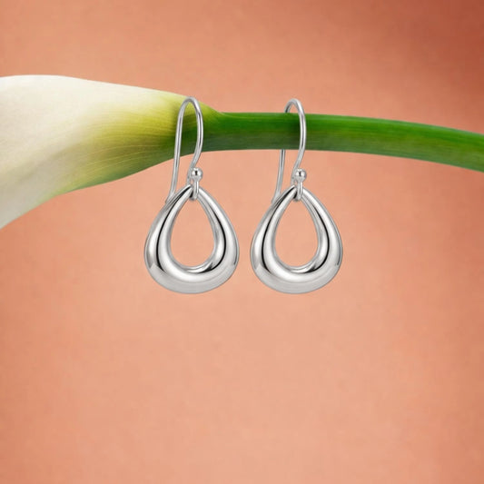 Silver Teardrop Hook Earrings image 0
