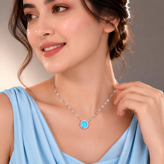 The Alencia Urban Azure Oval Enamel Necklace image 1