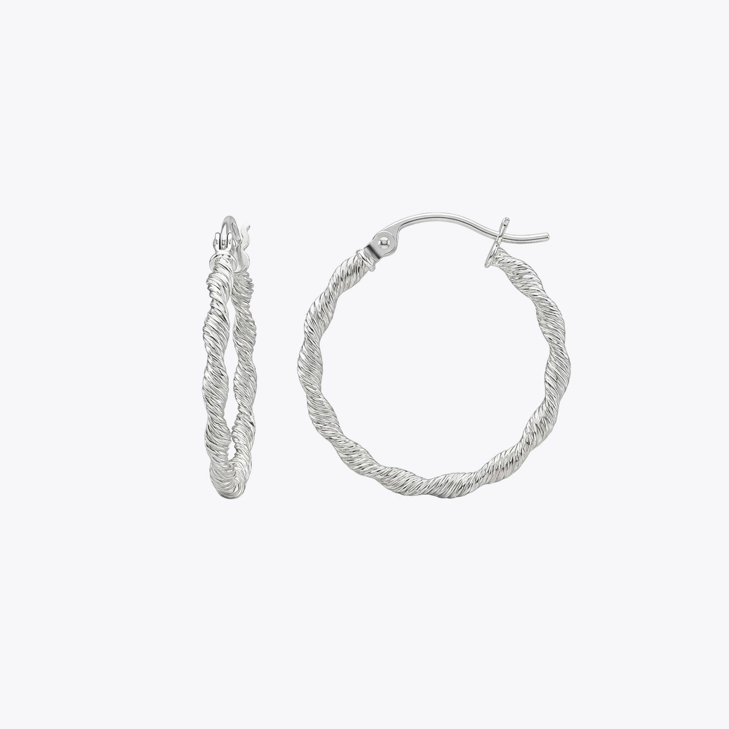 Twisted Rope Silver Hoop Earrings image 2