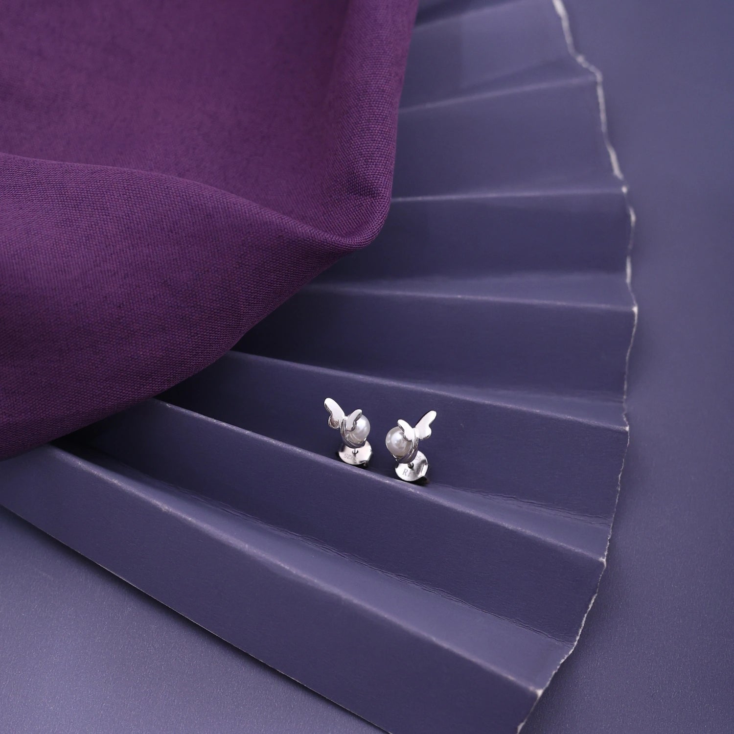 Butterfly Pearl Stud Earrings image 0