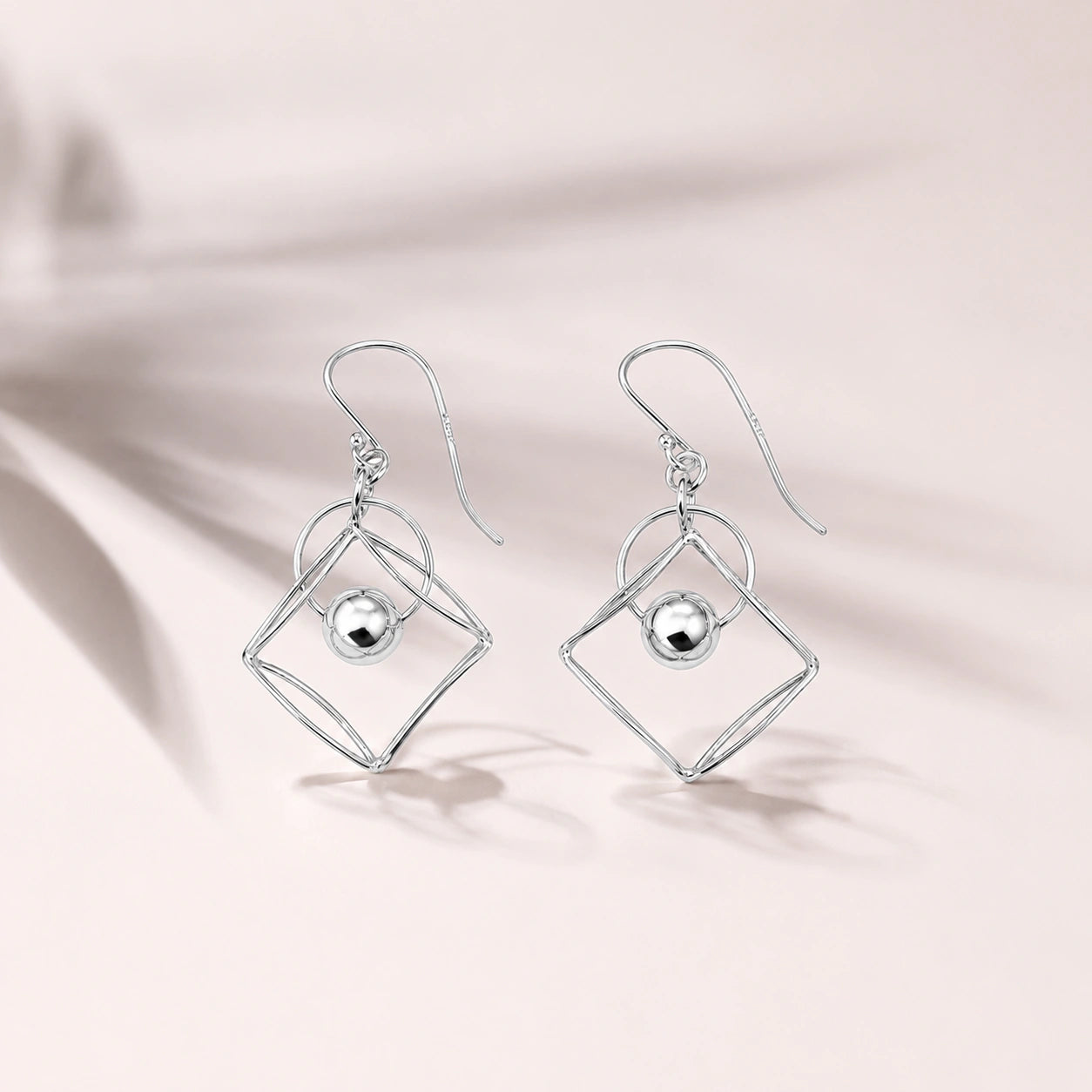 Sterling Silver Geometric Ball Drop Earrings image 0