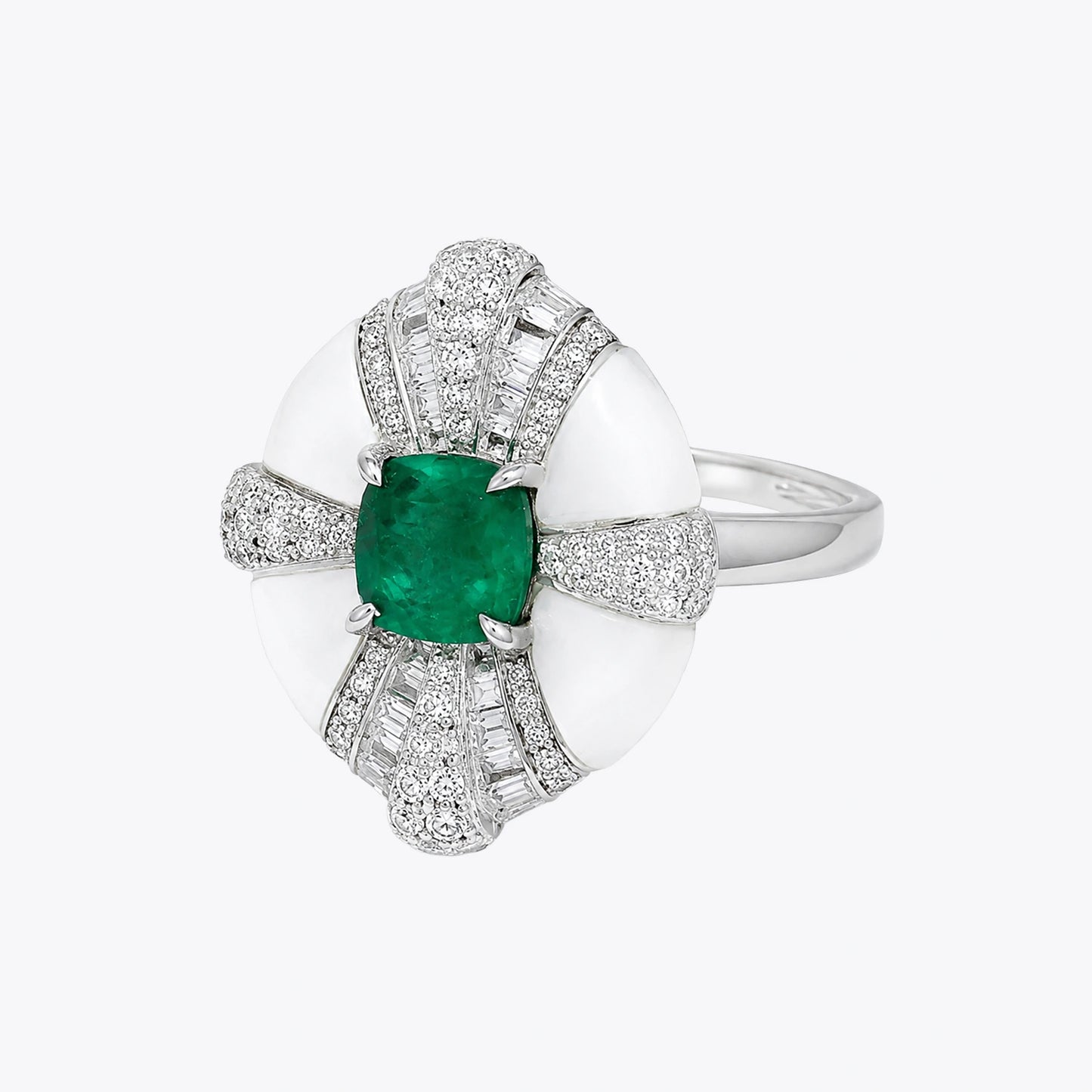 The Alencia Imperial Radiance Emerald & Enamel Statement Ring image 2