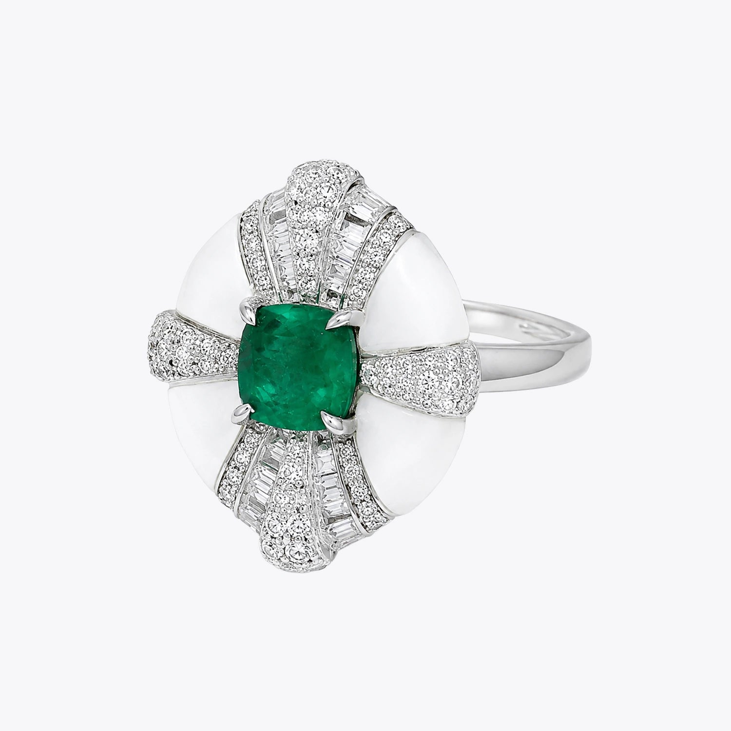 The Alencia Imperial Radiance Emerald & Enamel Statement Ring image 2