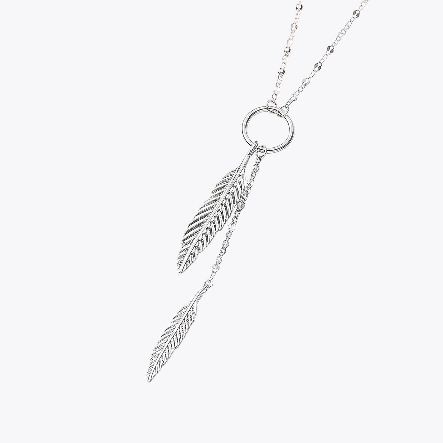 The Alencia Urban Plume Lariat Silver Necklace image 2