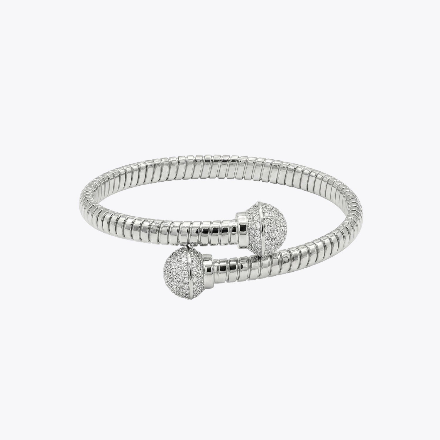 Silver Radiance Pavé Ball Cuff Bracelet image 2