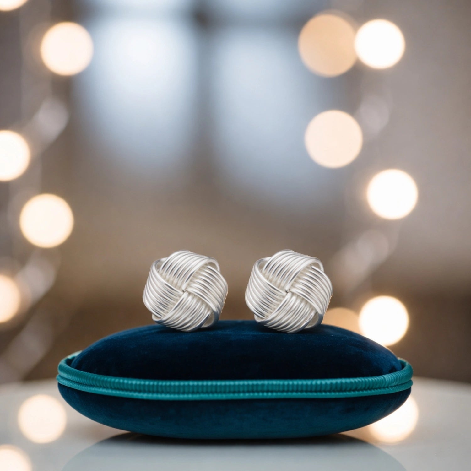 Silver Knot Stud Earrings image 0