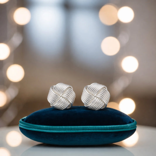 Silver Knot Stud Earrings image 0