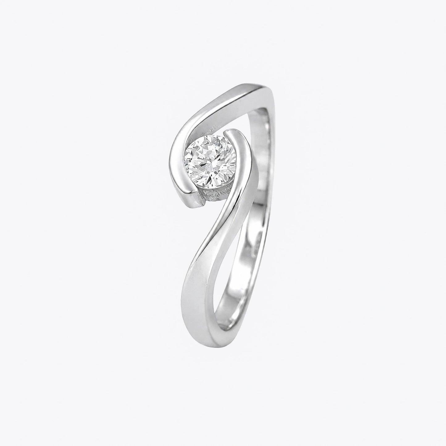 The Alencia Urban Serenade Swirl Bypass Solitaire Ring image 2