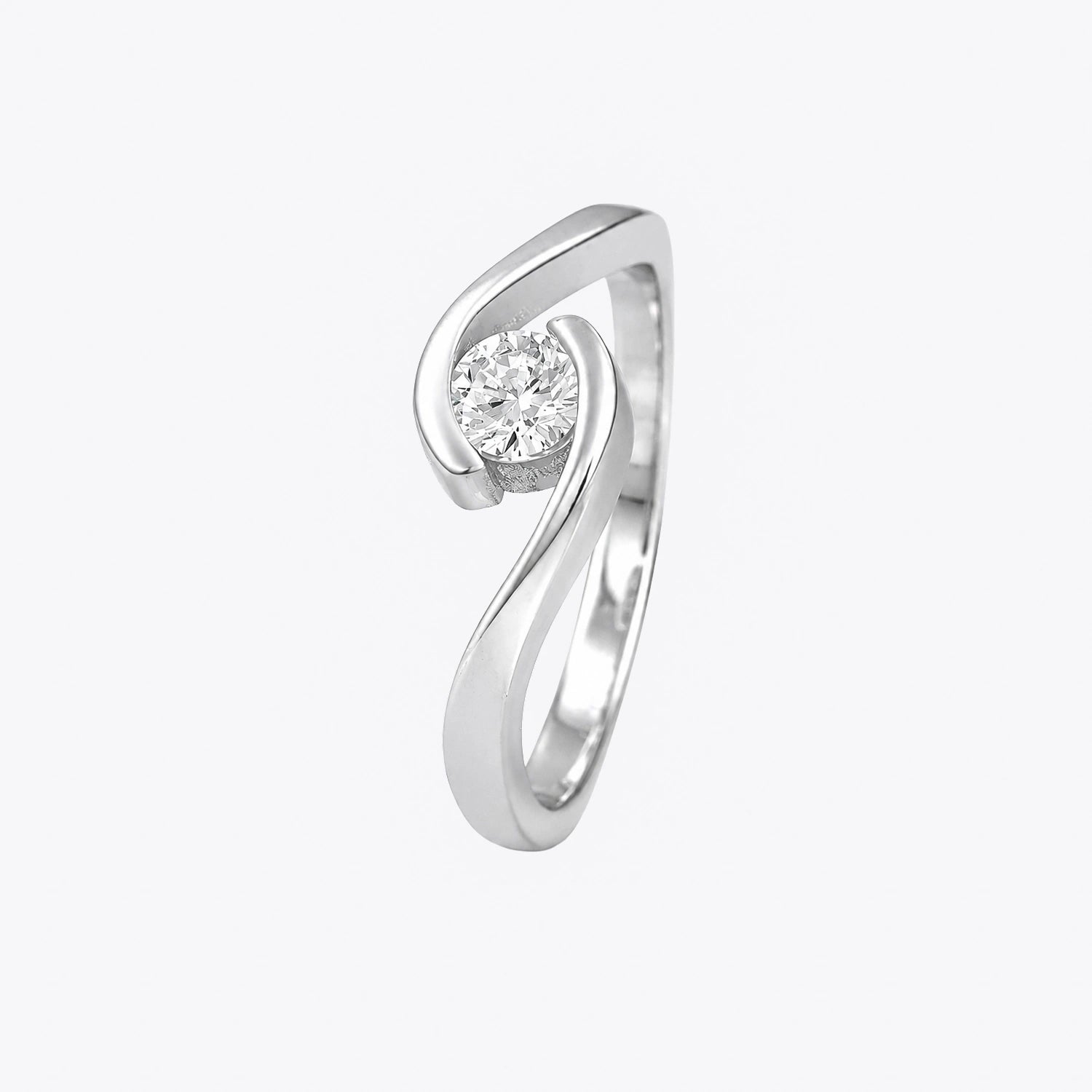 The Alencia Urban Serenade Swirl Bypass Solitaire Ring image 2