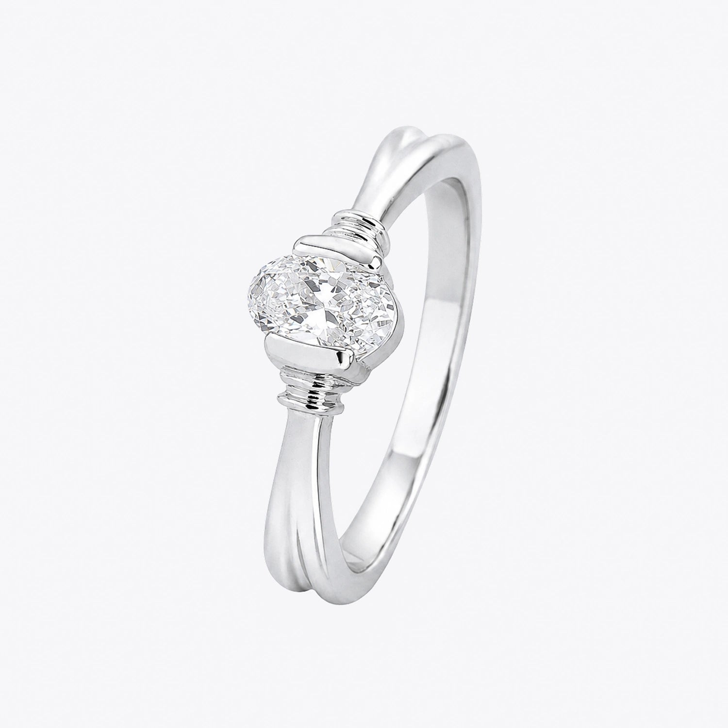 The Alencia Urban Serenade Fluted Oval Solitaire Ring image 2