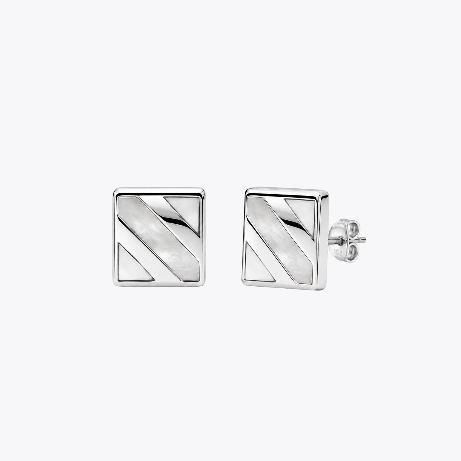 Geometric Silver Square Stud Earrings image 2