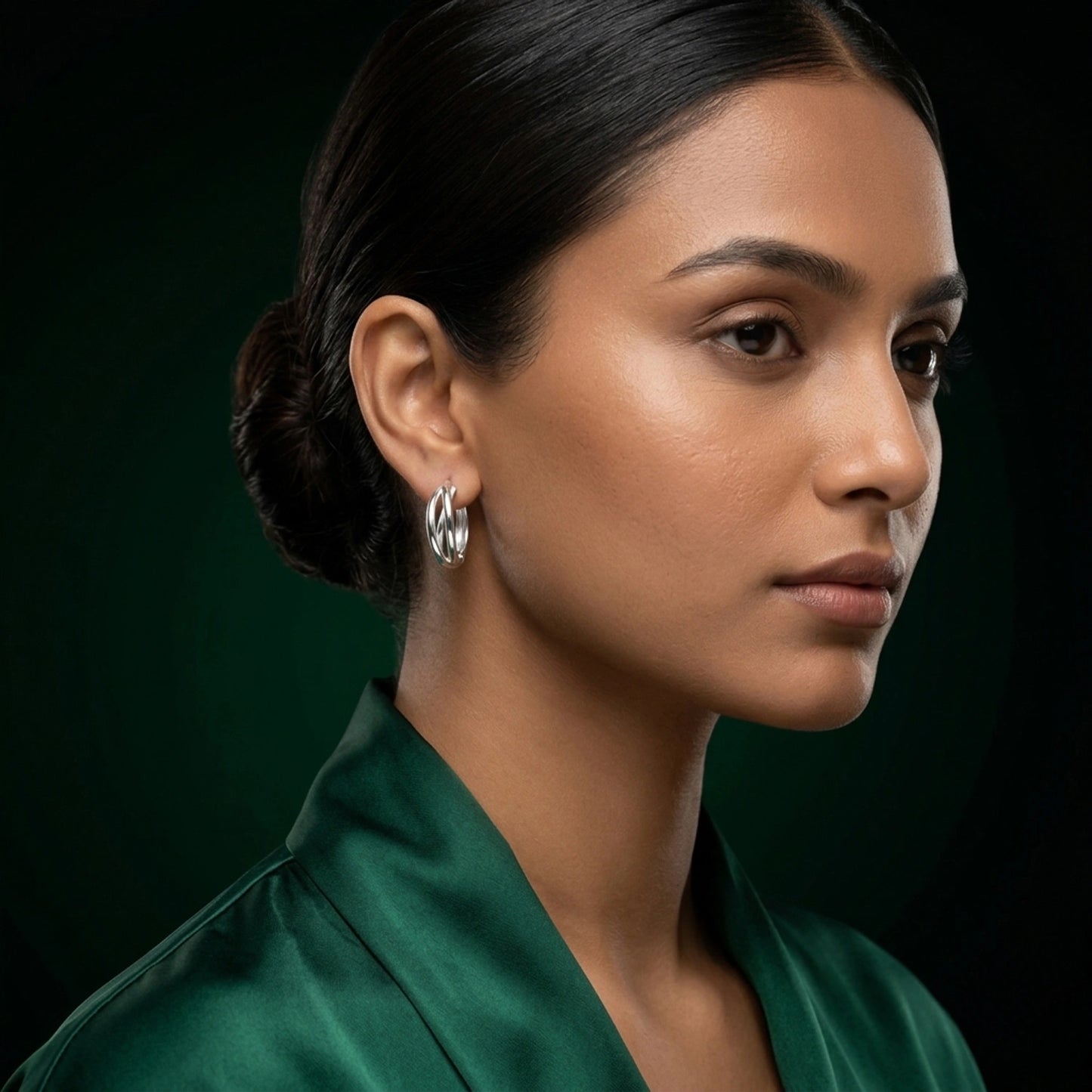 Silver Twisted Hoop Earrings image 1