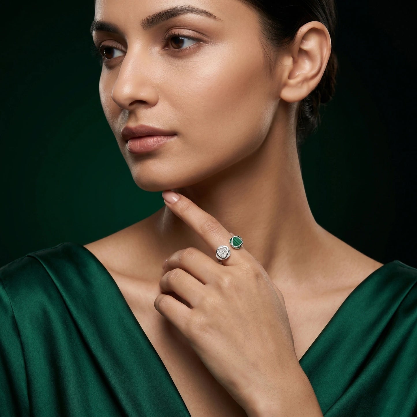 Emerald Harmony Open Ring image 1