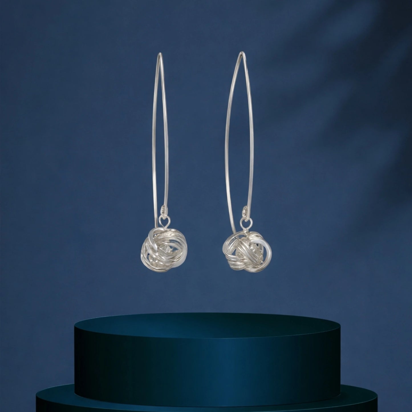 Silver Orbit Knot Drop Earrings image 0