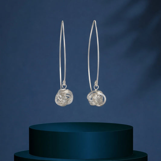 Silver Orbit Knot Drop Earrings image 0