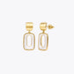 Gold &amp; Pearl Rectangular Drop Earrings image 2