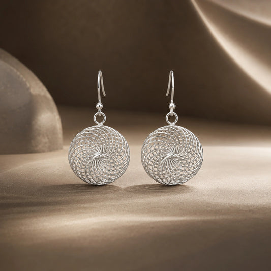 Silver Spiral Mesh Drop Earrings image 0