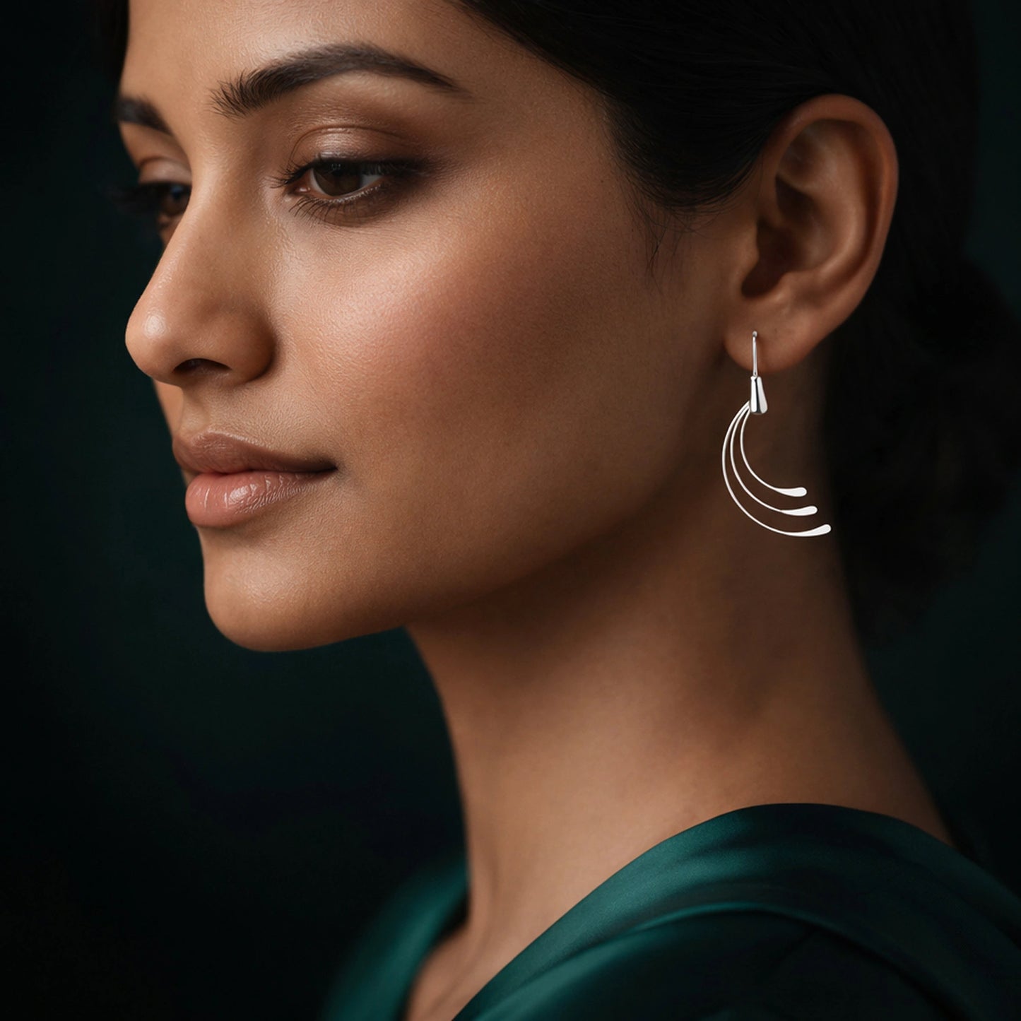 Silver Wave Drop Earrings image 1
