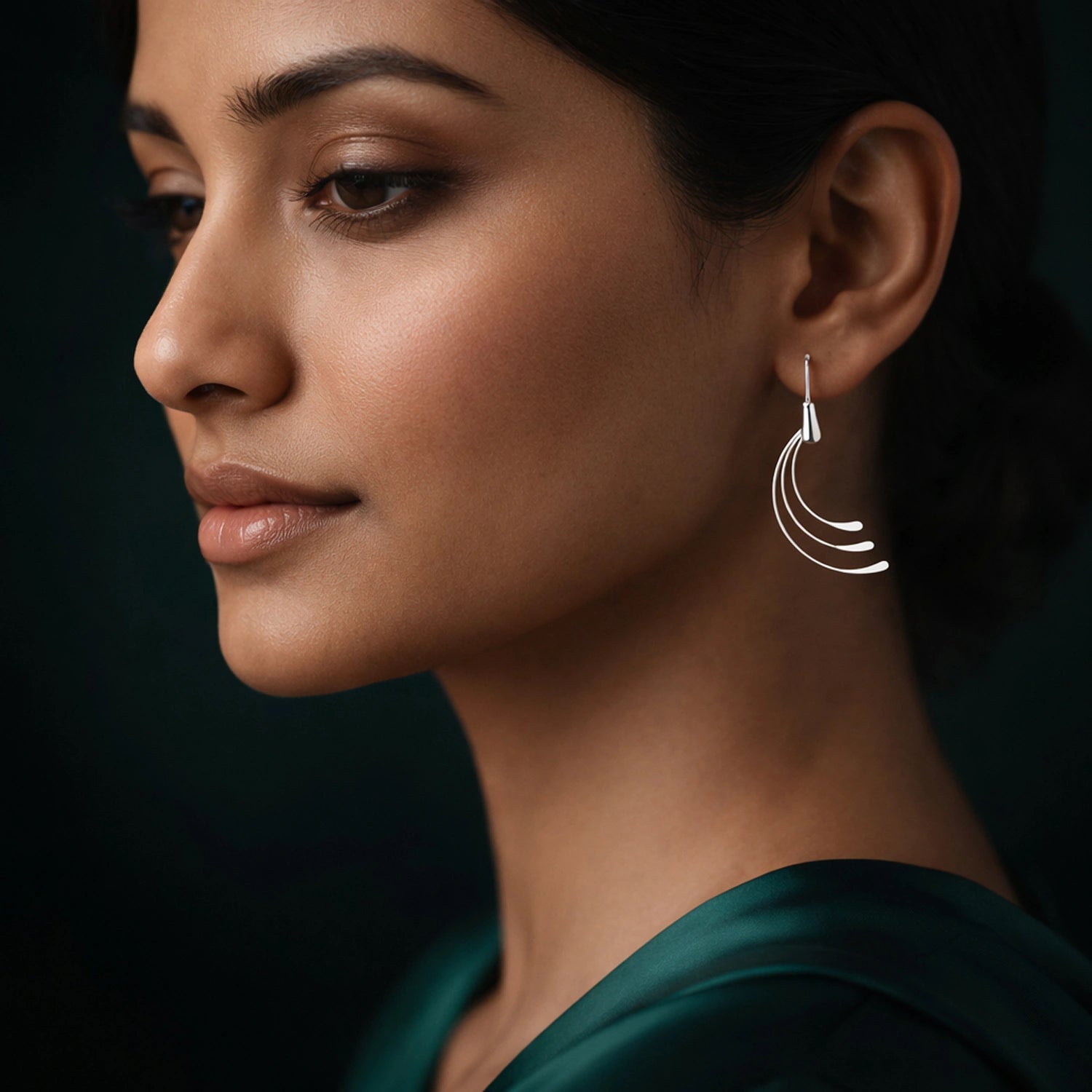 Silver Wave Drop Earrings image 1