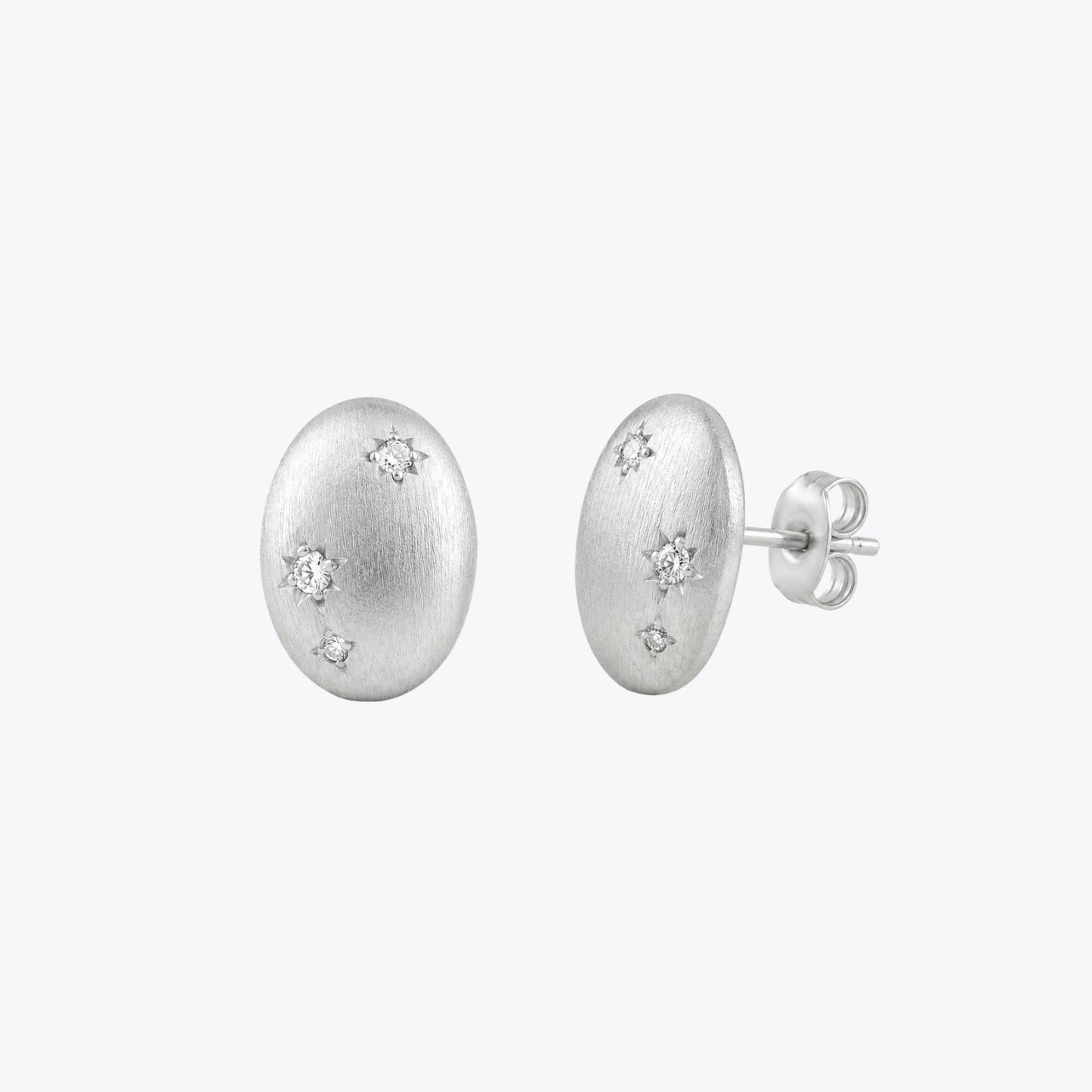 Celestial Oval Silver Stud Earrings image 2