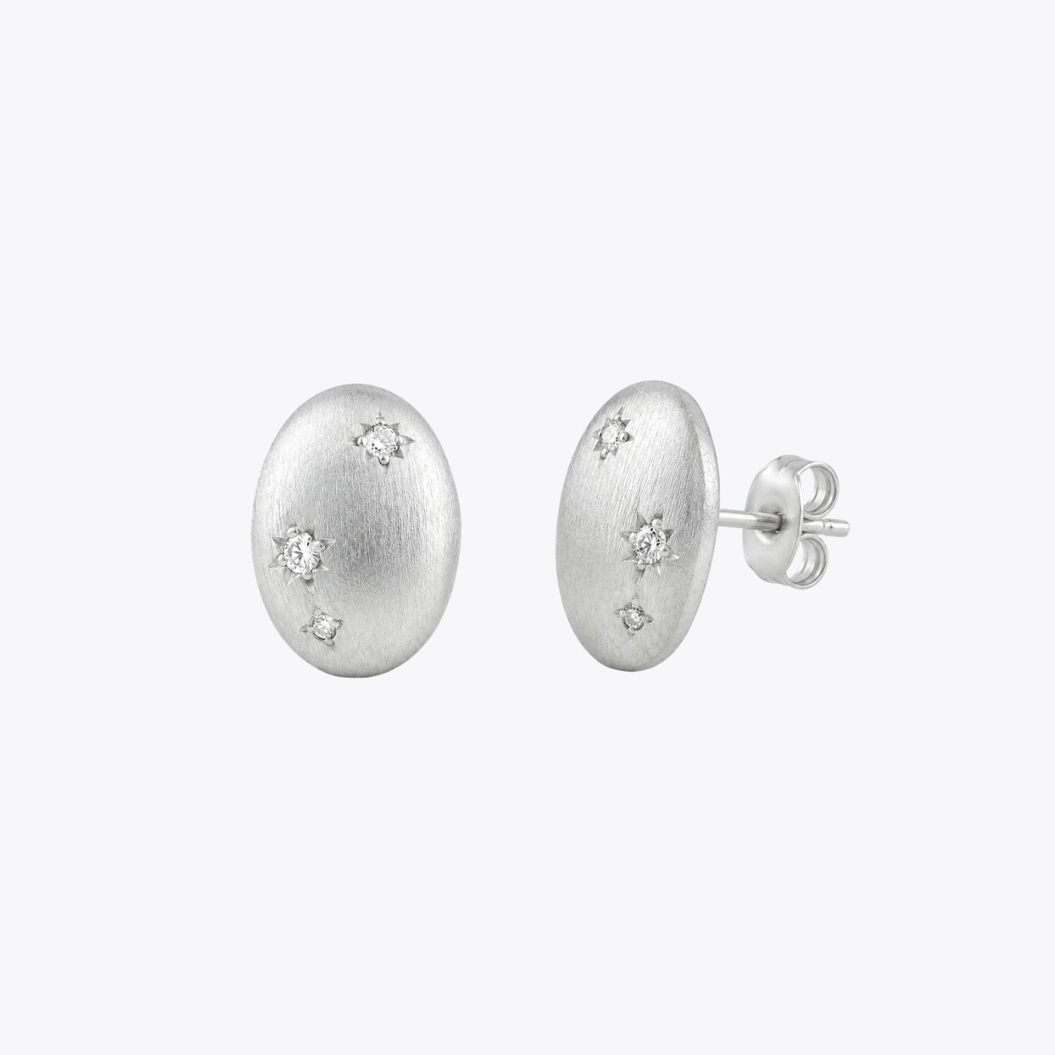 Celestial Oval Silver Stud Earrings image 2