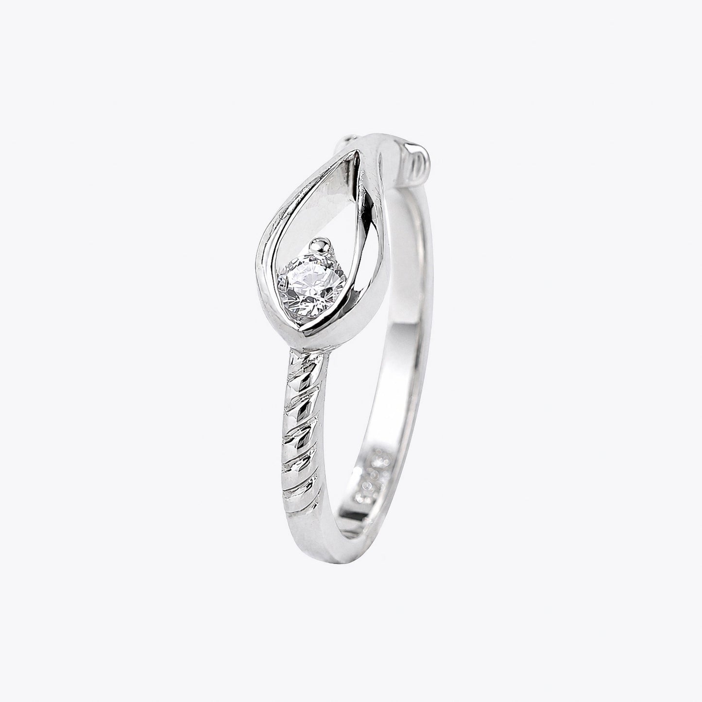 The Alencia Urban Serenade Teardrop Twist Solitaire Ring image 2