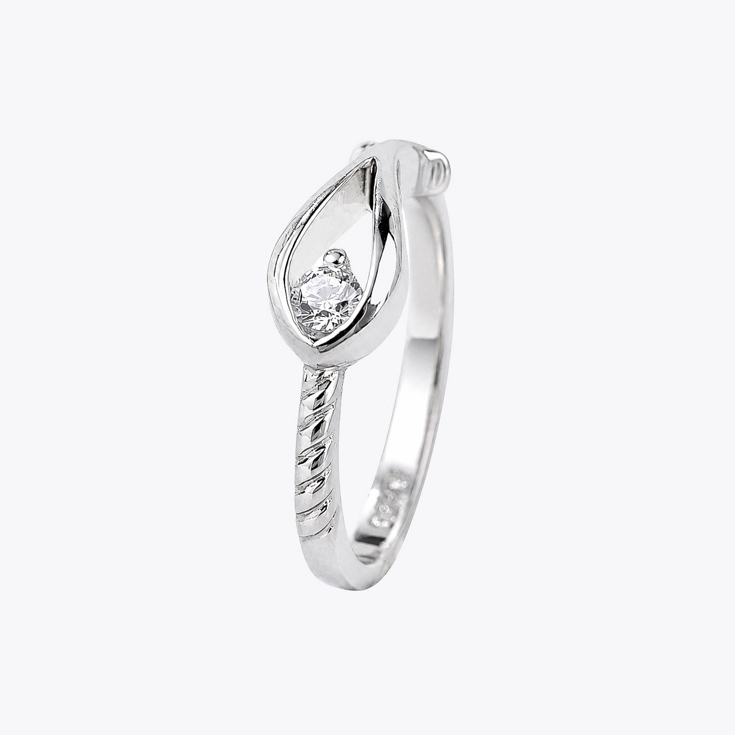 The Alencia Urban Serenade Teardrop Twist Solitaire Ring image 2