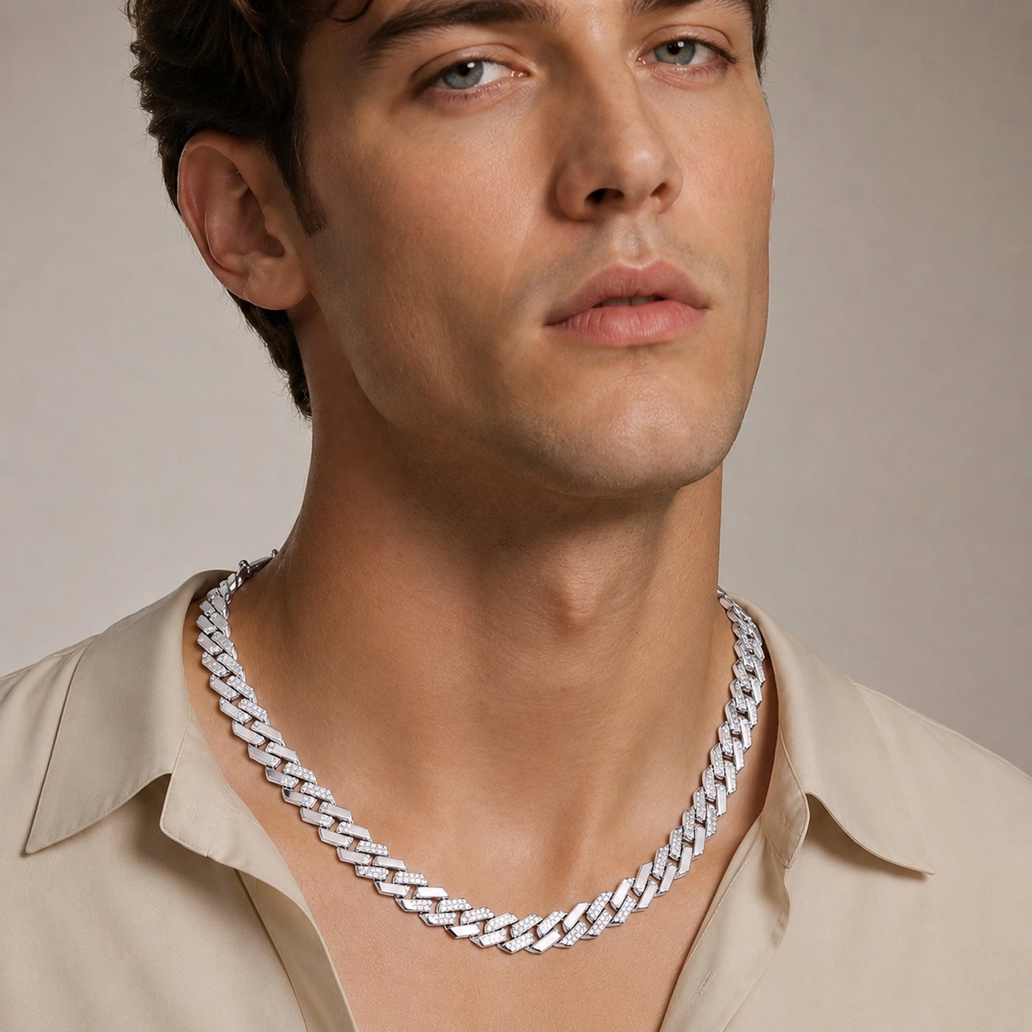 Alencia Luxe Iced Cuban Silver Chain image 1