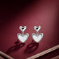Silver Double Heart Drop Earrings image 0