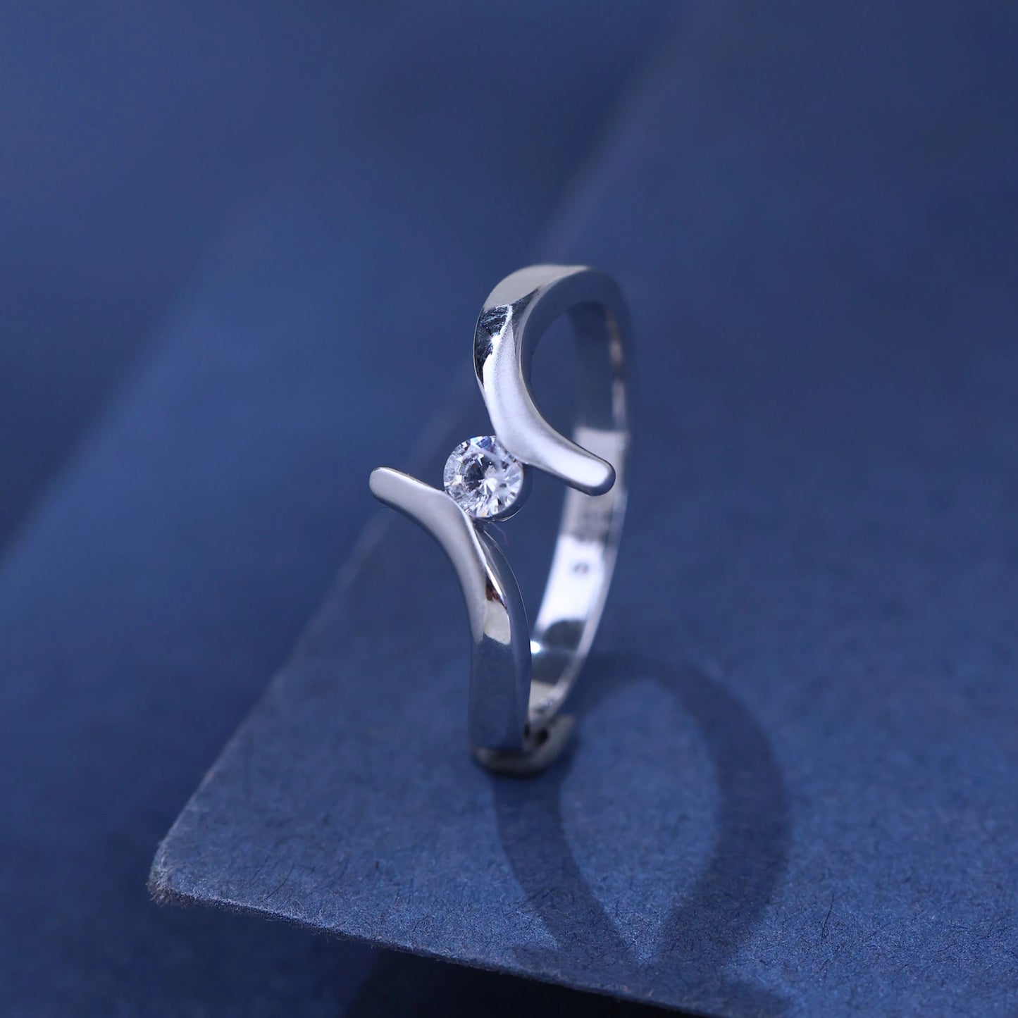 The Alencia Urban Serenade Fork Bypass Solitaire Ring image 0