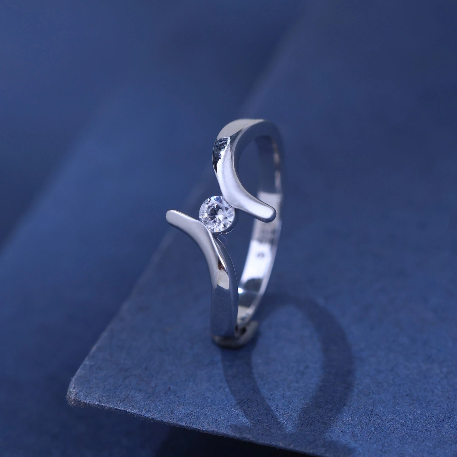 The Alencia Urban Serenade Fork Bypass Solitaire Ring image 0