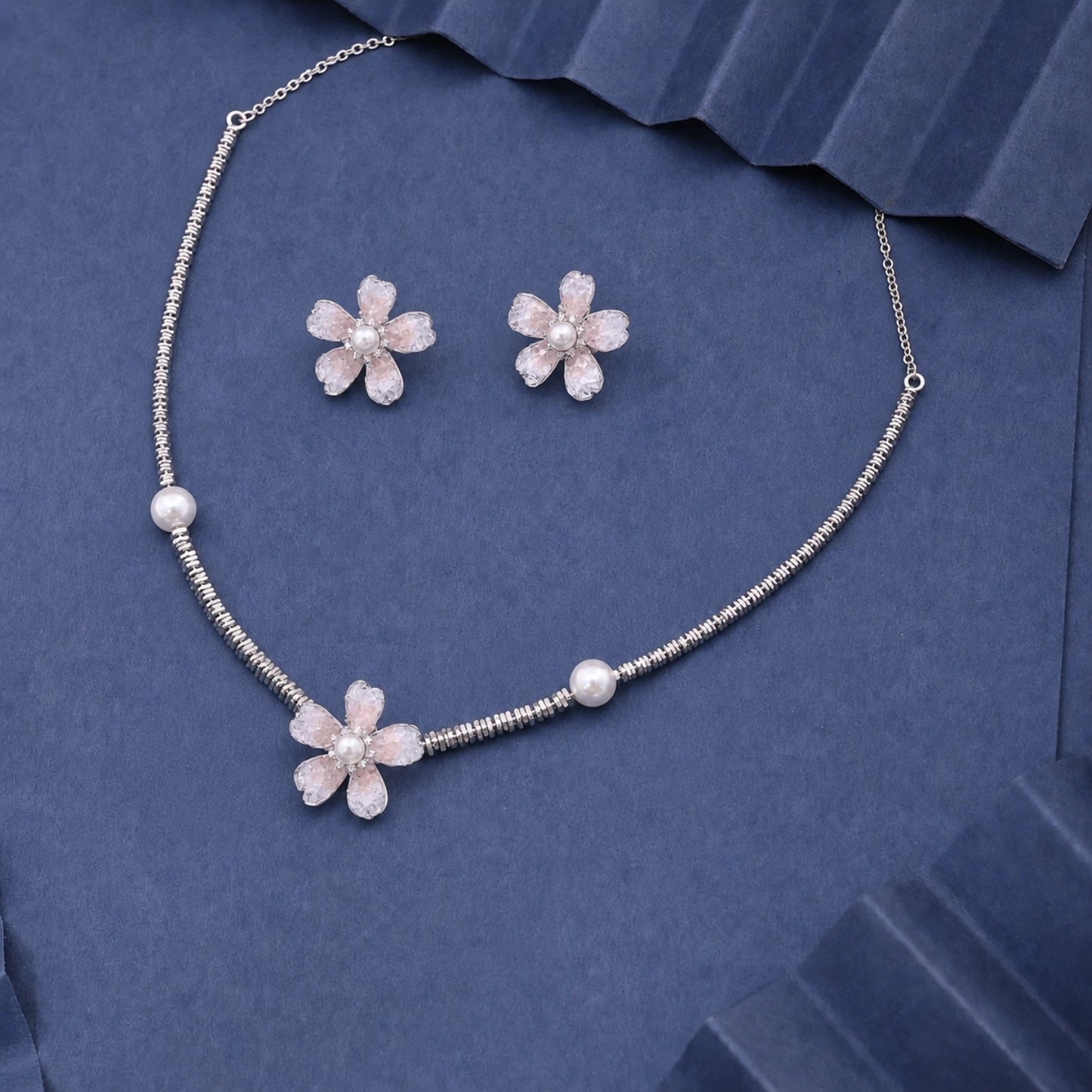 Aqua Bloom Pearl Necklace &amp; Earrings Combo image 5