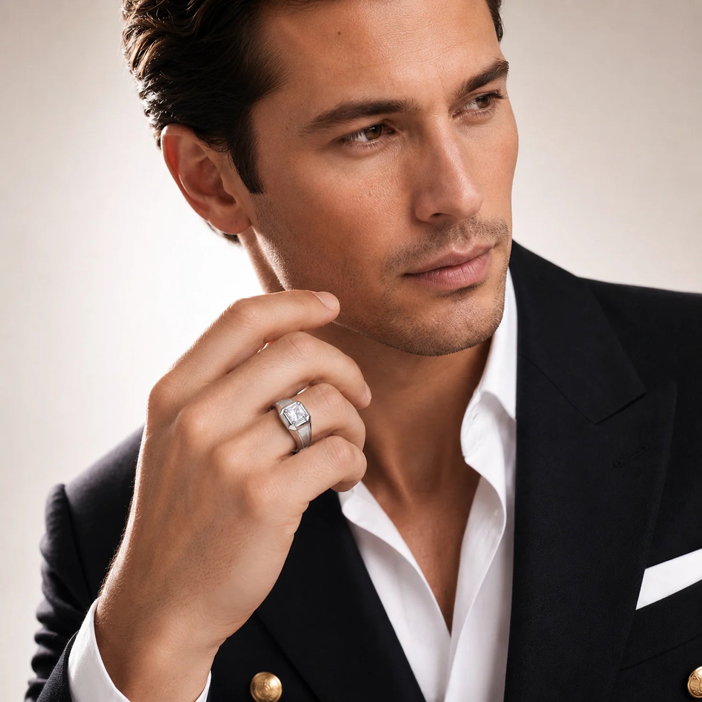 The Alencia Urban Brushed Solitaire Silver Ring image 1