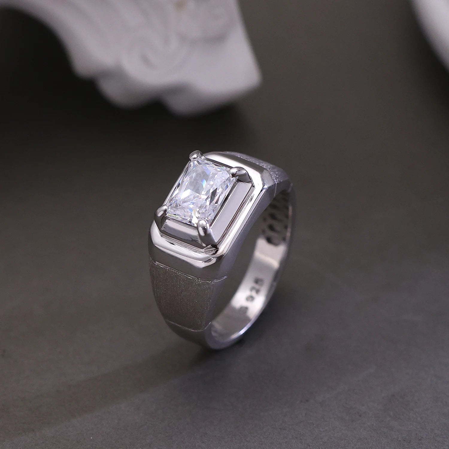 The Alencia Urban Brushed Radiant Solitaire Silver Ring image 0