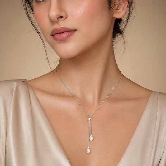 Pearl Drop Lariat Necklace image 1