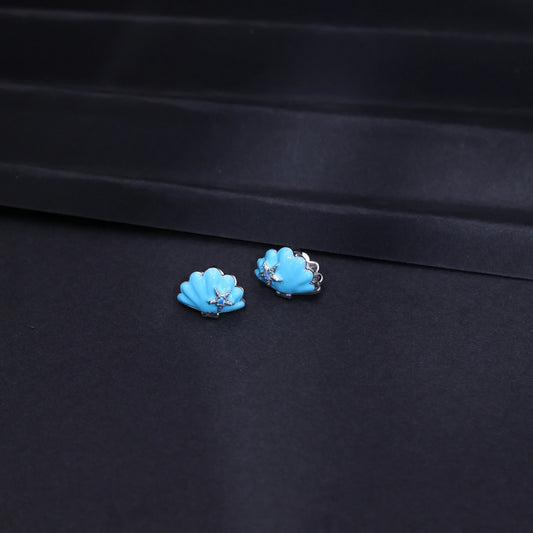 Blue Shell Starfish Stud Earrings image 0