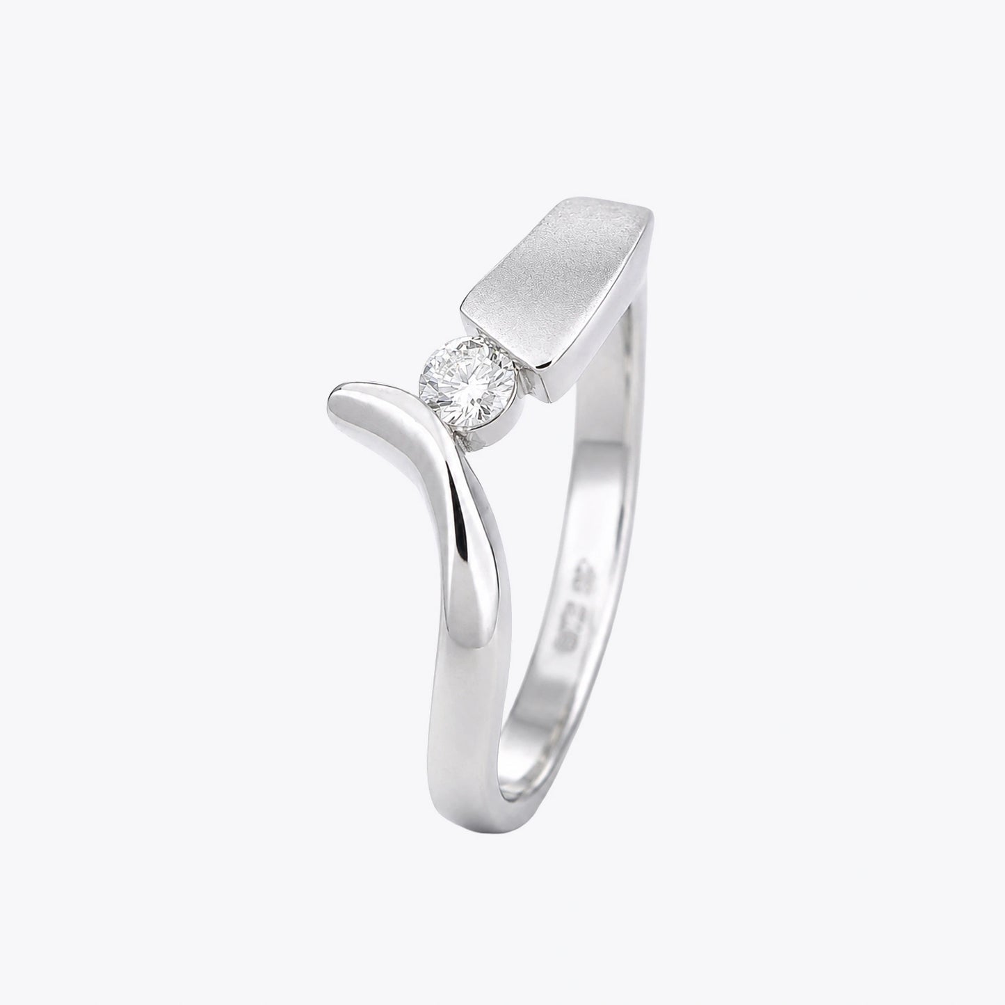 The Alencia Urban Serenade Block Bypass Solitaire Ring image 2