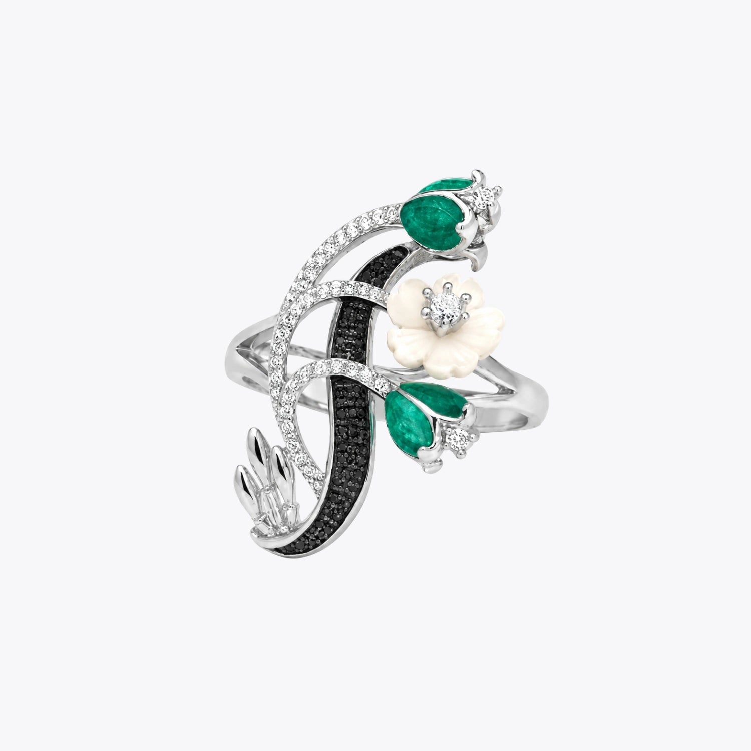 Emerald Bloom Floral Statement Ring image 2