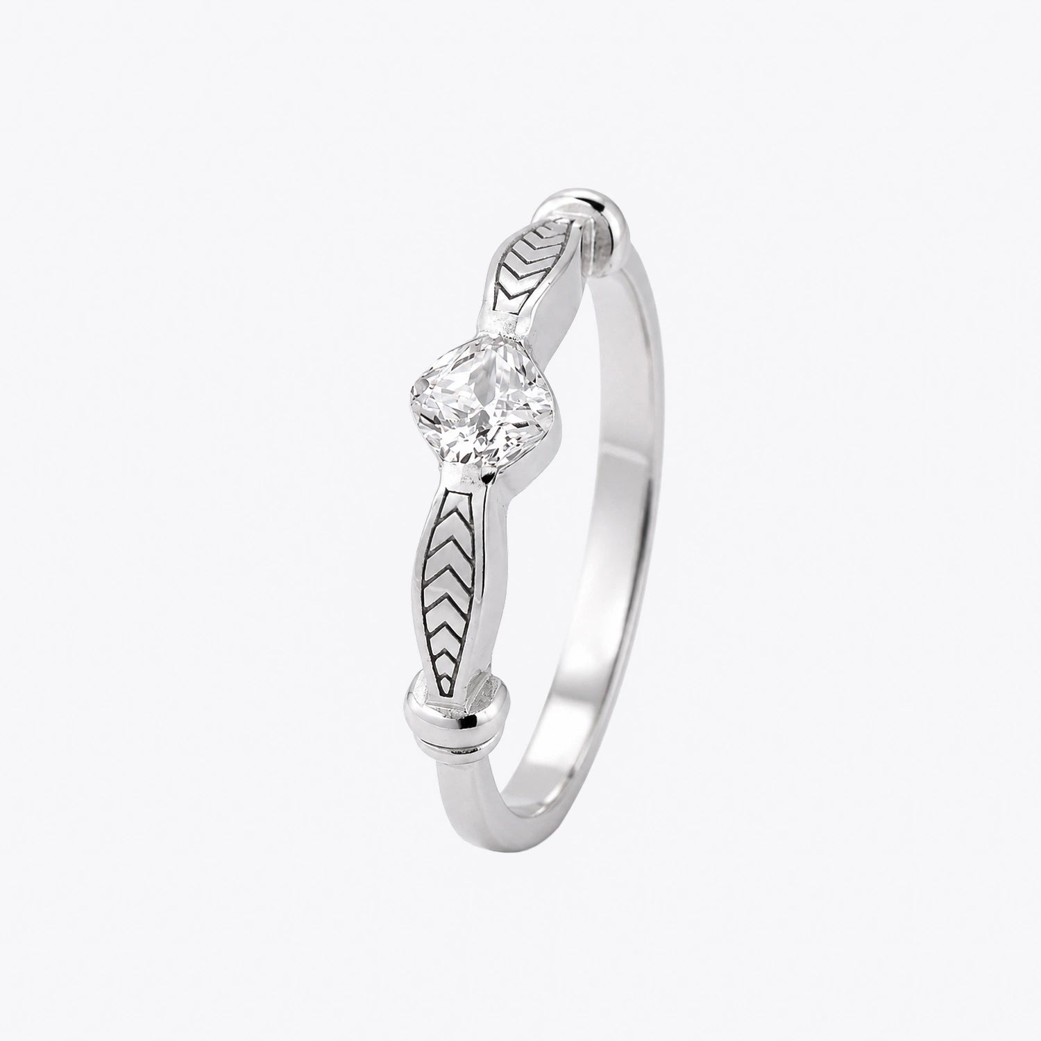 The Alencia Urban Serenade Chevron Leaf Solitaire Ring image 2