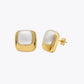 Dual-Tone Cushion Square Stud Earrings image 2