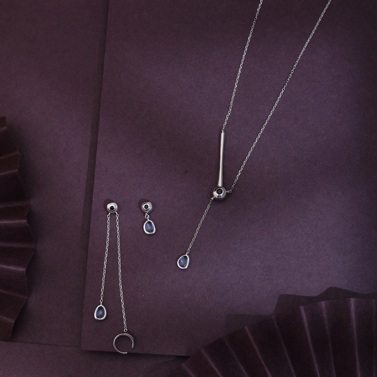 Silver Lunar Drop Jewellery Set image 0