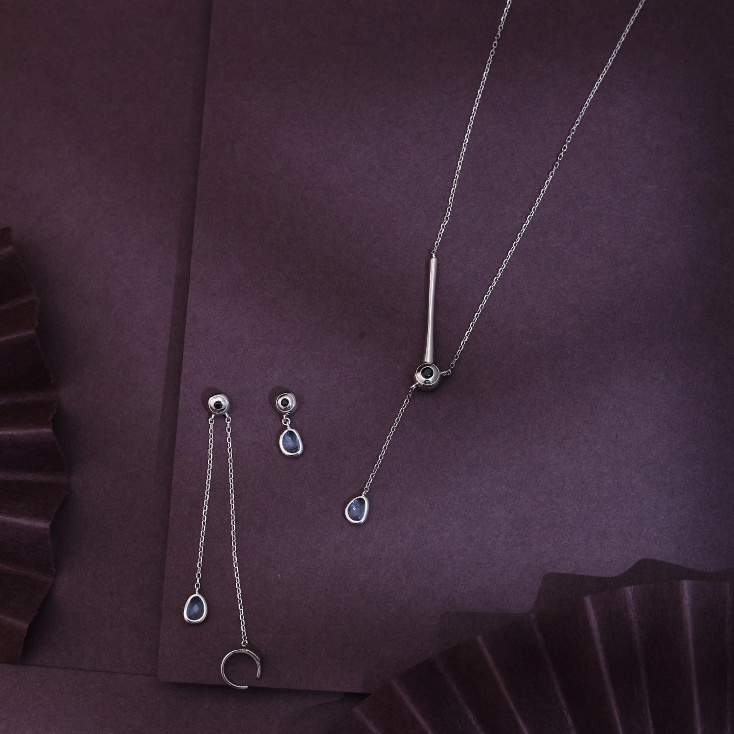 Silver Lunar Drop Jewellery Set image 0