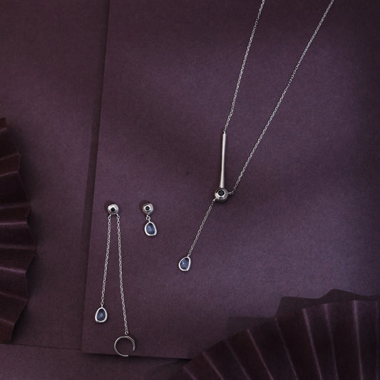 Silver Lunar Drop Jewellery Set image 0