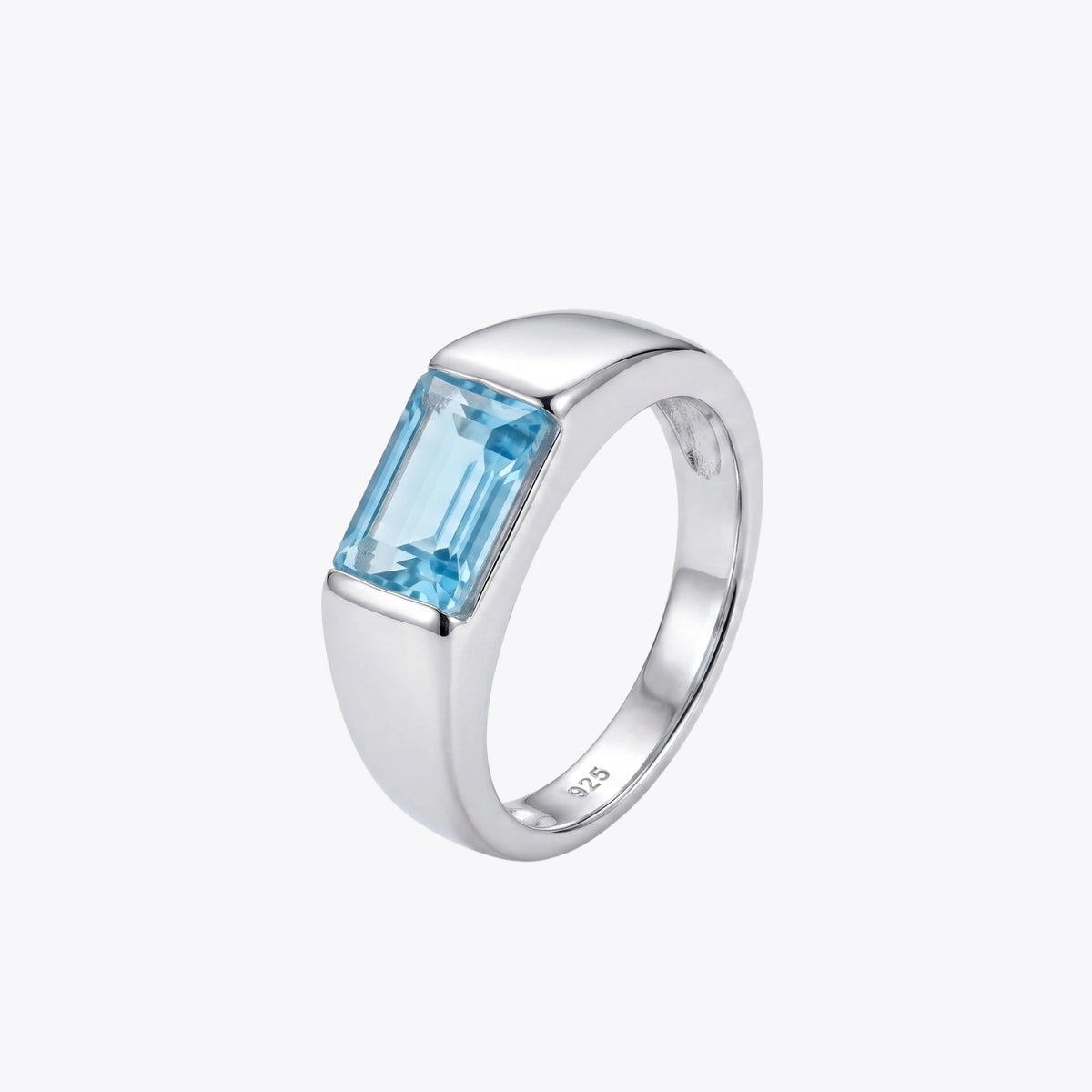 Luxe Emerald-Cut Gemstone Silver Ring – Blue, Ruby Red &amp; Golden Yellow Variations - Blue, 20 image