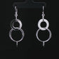 Layered Circle Silver Drop Earrings