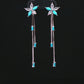 Aqua Bloom Long Drop Earrings
