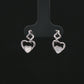 Silver Heart Drop Stud Earrings