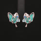 Aqua Butterfly Silver Stud Earrings