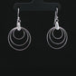 Triple Circle Silver Drop Earrings